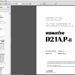 KOMATSU D21A,P-8 SERVICE REPAIR MANUAL (SN:83001 & UP) - PDF Download