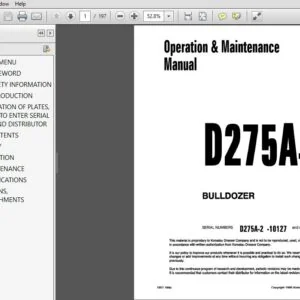 KOMATSU D275A-2 BULLDOZER Operation & Maintenance Manual (SN:10127 & UP) KOMATSU D275A 2 - PDF DOWNLOAD