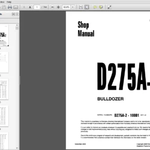 KOMATSU D275A-2 BULLDOZER SERVICE REPAIR MANUAL (SN 10001 & up) - PDF Download