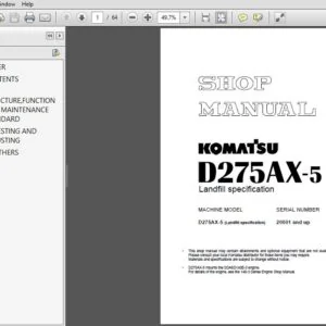 KOMATSU D275AX-5 LANDFILL SPECIFICATION SERVICE REPAIR MANUAL (SN:20001 & UP) KOMATSU D275AX-5 - PDF DOWNLOAD