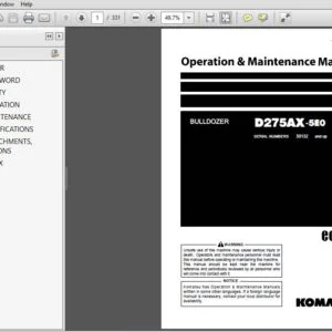 KOMATSU D275AX-5E0 BULLDOZER OPERATION & MAINTENANCE MANUAL (SN:30132 & UP) KOMATSU D275AX-5E0 - PDF DOWNLOAD