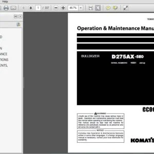 KOMATSU D275AX-5E0 BULLDOZER OPERATION & MAINTENANCE MANUAL (SN:40001 & UP) KOMATSU D275AX-5E0 - PDF DOWNLOAD