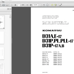 KOMATSU D31A,E-17  D31P,PL,PLL-17 D31P-17A,B SERVICE REPAIR MANUAL (SN:32001 & UP) - PDF DOWNLOAD