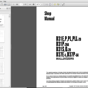 KOMATSU D31E,P,PL,PLL-20  D31P-20A  D31S,Q-20  D37E-5,D37P-5A BULLDOZER SERVICE REPAIR MANUAL - PDF Download
