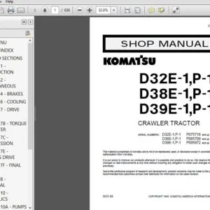 KOMATSU D32E-1,P-1 D38E-1,P-1 D39E-1,P-1 CRAWLER TRACTOR SERVICE REPAIR MANUAL (CEBM003100) - PDF DOWNLOAD
