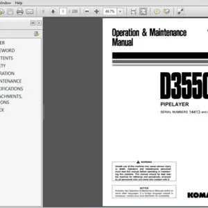 KOMATSU D355C-3 PIPELAYER OPERATION & MAINTENANCE MANUAL (SN:14413 & UP) KOMATSU D355C-3 - PDF DOWNLOAD