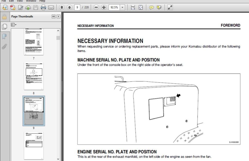 KOMATSU D355C-3 PIPELAYER OPERATION & MAINTENANCE MANUAL (SN:14413 & UP ...