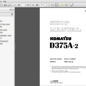 KOMATSU D375A-2 SERVICE REPAIR MANUAL (SN:16001 & UP) - PDF DOWNLOAD