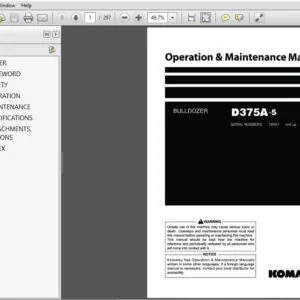 KOMATSU D375A-5 BULLDOZER OPERATION & MAINTENANCE MANUAL (SN:18001 & UP) KOMATSU D375A-5 - PDF DOWNLOAD