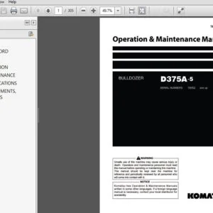KOMATSU D375A-5 BULLDOZER OPERATION & MAINTENANCE MANUAL (SN:18052 & UP) KOMATSU D375A-5 - PDF DOWNLOAD