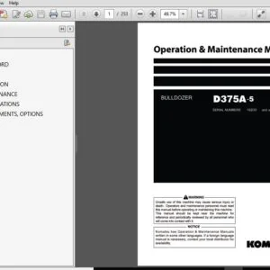 KOMATSU D375A-5 BULLDOZER OPERATION & MAINTENANCE MANUAL (SN:18200 & UP) KOMATSU D375A-5 - PDF DOWNLOAD