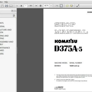 KOMATSU D375A-5 SERVICE REPAIR MANUAL (SN:18200 & UP) - PDF DOWNLOAD