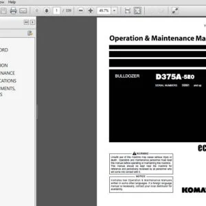 KOMATSU D375A-5E0 BULLDOZER OPERATION & MAINTENANCE MANUAL (SN:50091 and up) KOMATSU D375A 5E0 - PDF DOWNLOAD