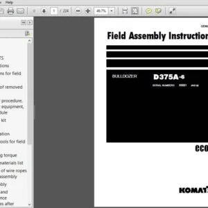 KOMATSU D375A-6 BULLDOZER Field Assembly Instruction Manual (SN:60001 & UP) KOMATSU D375A 6 - PDF Download