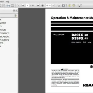 KOMATSU D39EX-22 D39PX-22 BULLDOZER OPERATION & MAINTENANCE MANUAL (SN:3440 & UP) KOMATSU D39EX-22 - PDF DOWNLOAD