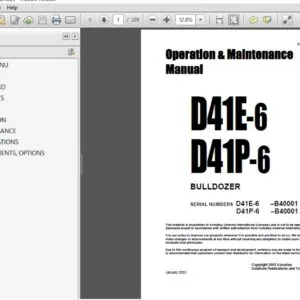 KOMATSU D41E-6 D41P-6 BULLDOZER Operation & Maintenance Manual (SN:B40001 & UP) - PDF DOWNLOAD