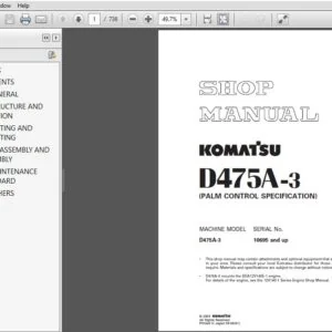 KOMATSU D475A-3 PALM CONTROL SPECIFICATION SERVICE REPAIR MANUAL (SN:10695 & UP) KOMATSU D475A 3 - PDF DOWNLOAD