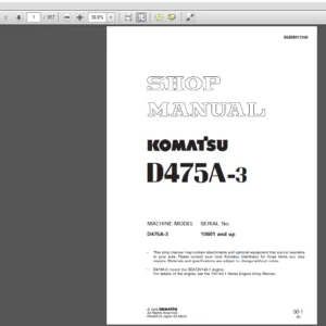 KOMATSU D475A-3 SERVICE REPAIR MANUAL  (SEBM017209) - PDF Download