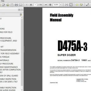 KOMATSU D475A-3 SUPER DOZER FIELD ASSEMBLY MANUAL (SN:10601 & UP) KOMATSU D475A-3 - PDF DOWNLOAD