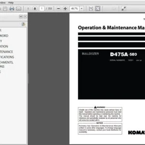 KOMATSU D475A-5E0 BULLDOZER OPERATION & MAINTENANCE MANUAL (SN:30001 & UP) KOMATSU D475A-5E0 - PDF DOWNLOAD