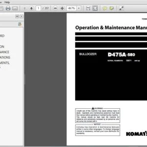 KOMATSU D475A-5E0 BULLDOZER OPERATION & MAINTENANCE MANUAL (SN:30071 & UP) KOMATSU D475A 5E0 - PDF DOWNLOAD