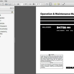 KOMATSU D475A-5E0 BULLDOZER OPERATION & MAINTENANCE MANUAL (SN:30126 & UP) KOMATSU D475A 5E0 - PDF DOWNLOAD