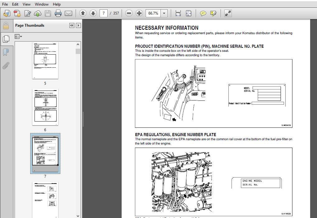 KOMATSU D475A-5E0 BULLDOZER OPERATION & MAINTENANCE MANUAL (SN:30126 ...