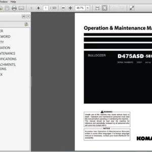 KOMATSU D475ASD-5E0 BULLDOZER OPERATION & MAINTENANCE MANUAL (SN:30001 & UP) KOMATSU D475ASD-5E0 - PDF DOWNLOAD
