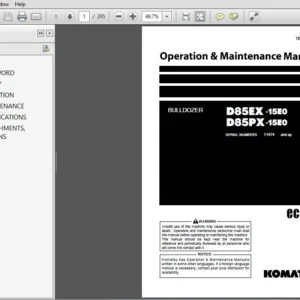 KOMATSU D85EX-15E0 D85PX-15E0 BULLDOZER OPERATION & MAINTENANCE MANUAL (SN:11474 & UP) KOMATSU D85EX-15E0 - PDF DOWNLOAD