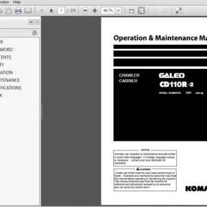 KOMATSU GALEO CD110R-2 CRAWLER CARRIER OPERATION & MAINTENANCE MANUAL (SN:1501 & UP) - PDF DOWNLOAD