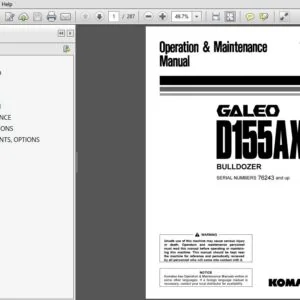 KOMATSU GALEO D155AX-5 BULLDOZER OPERATION & MAINTENANCE MANUAL (SN:76243 and up) KOMATSU D155AX-5 - PDF DOWNLOAD