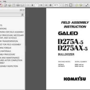 KOMATSU GALEO D275A-5 D275AX-5 BULLDOZER FIELD ASSEMBLY MANUAL (SN:25001 & UP)(SN:20001 & UP) - PDF DONWLOAD
