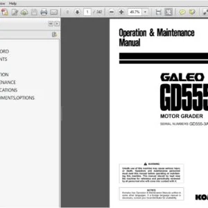 KOMATSU GALEO GD555-3A MOTOR GRADER OPERATION & MAINTENANCE MANUAL (SN:10001 & UP) - PDF DOWNLOAD