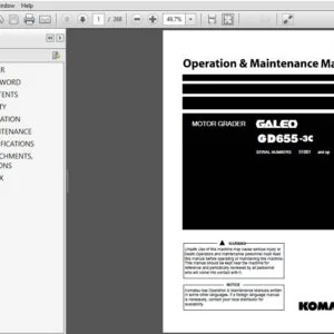 KOMATSU GALEO GD655-3C MOTOR GRADER OPERATION & MAINTENANCE MANUAL (SN:51001 & up) KOMATSU GD655-3C - PDF DOWNLOAD