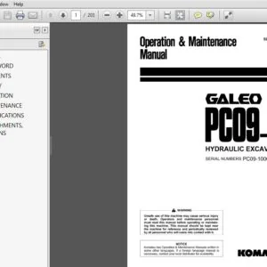 KOMATSU GALEO PC09-1 HYDRAULIC EXCAVATOR OPERATION & MAINTENANCE MANUAL (SN:10001 & UP) KOMATSU PC09-1 - PDF DOWNLOAD