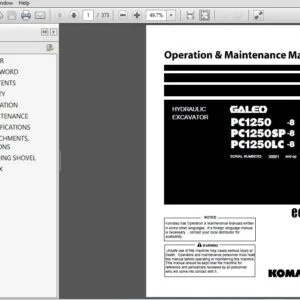 KOMATSU GALEO PC1250 -8 PC1250SP-8 PC1250LC -8 HYDRAULIC EXCAVATOR OPERATION & MAINTENANCE MANUAL (SN:30001 and up) - PDF DOWNLOAD
