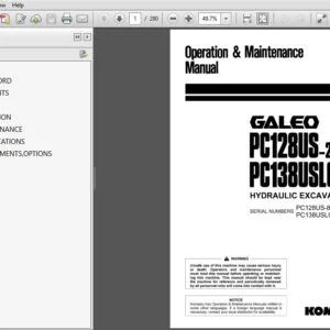 KOMATSU GALEO PC128US-2 PC138USLC-2 HYDRAULIC EXCAVATOR OPERATION & MAINTENANCE MANUAL (SEAM035408T) - PDF DOWNLOAD