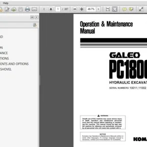 KOMATSU GALEO PC1800-6 HYDRAULIC EXCAVATOR OPERATION & MAINTENANCE MANUAL (SN:10011,11002 & UP) KOMATSU  GALEO PC1800-6 - PDF DOWNLOAD
