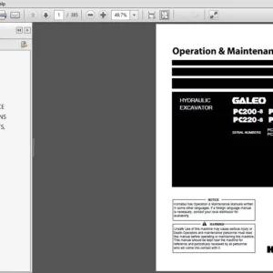 KOMATSU GALEO PC200-8 PC200LC-8 PC220-8 PC220LC-8 HYDRAULIC EXCAVATOR OPERATION & MAINTENANCE MANUAL (TEN00116-05) - PDF DOWNLOAD