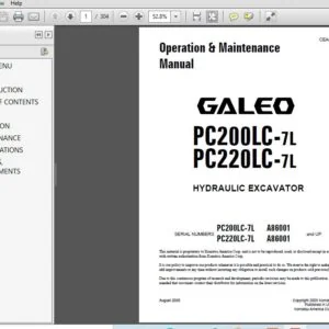KOMATSU GALEO PC200LC-7L PC220LC-7L HYDRAULIC EXCAVATOR Operation & Maintenance Manual (SN:A86001 & UP) - PDF DOWNLOAD