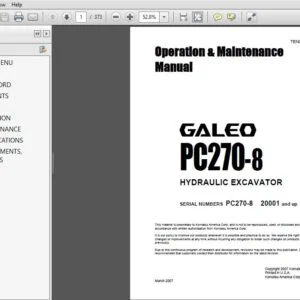 KOMATSU GALEO PC270-8 HYDRAULIC EXCAVATOR Operation & Maintenance Manual (SN:20001 & up) KOMATSU PC270 8 - PDF DOWNLOAD