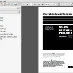 KOMATSU GALEO PC27MR-2 PC35MR-2 HYDRAULIC EXCAVATOR OPERATION & MAINTENANCE MANUAL (TEN00194-00) - PDF DOWNLOAD