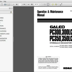 KOMATSU GALEO PC300,300LC-7 PC350,350LC-7 HYDRAULIC EXCAVATOR OPERATION & MAINTENANCE MANUAL - PDF DOWNLOAD