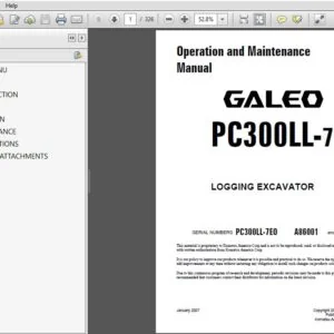 KOMATSU GALEO PC300LL-7EO LOGGING EXCAVATOR Operation and Maintenance Manual (SN:A86001 and UP) - PDF DOWNLOAD
