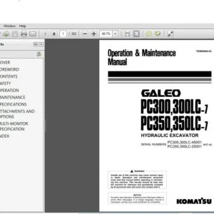 KOMATSU GALEO PC300,PC300LC-2 PC350,350LC-7 HYDRAULIC EXCAVATOR OPERATION & MAINTENANCE MANUAL (SN:45001 & UP,SN:25001 & UP) - PDF DOWNLOAD