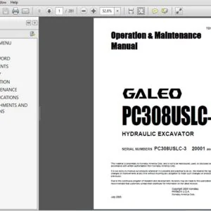 KOMATSU GALEO PC308USLC-3 HYDRAULIC EXCAVATOR OPERATION & MAINTENANCE MANUAL (SN:20001 & UP) - PDF DOWNLOAD