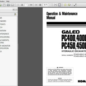 KOMATSU GALEO PC400,400LC-7 PC450,450LC-7 HYDRAULIC EXCAVATOR OPERATION & MAINTENANCE MANUAL (TEN00039-03) - PDF DOWNLOAD