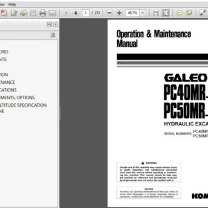 KOMATSU GALEO PC40MR-2 PC50MR-2 HYDRAULIC EXCAVATOR OPERATION & MAINTENANCE MANUAL (TEN00054-03) - PDF DOWNLOAD