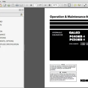 KOMATSU GALEO PC40MR-2 PC50MR-2 HYDRAULIC EXCAVATOR OPERATION & MAINTENANCE MANUAL (TEN00193-00) - PDF DOWNLOAD