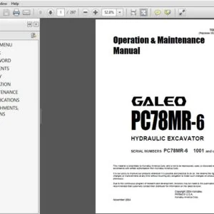 KOMATSU GALEO PC78MR-6 HYDRAULIC EXCAVATOR Operation & Maintenance Manual (SN:1001 & UP) - PDF DOWNLOAD
